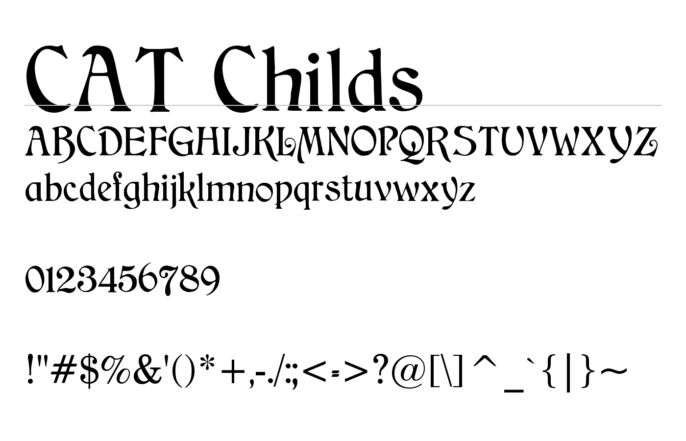 CAT Childs Font preview