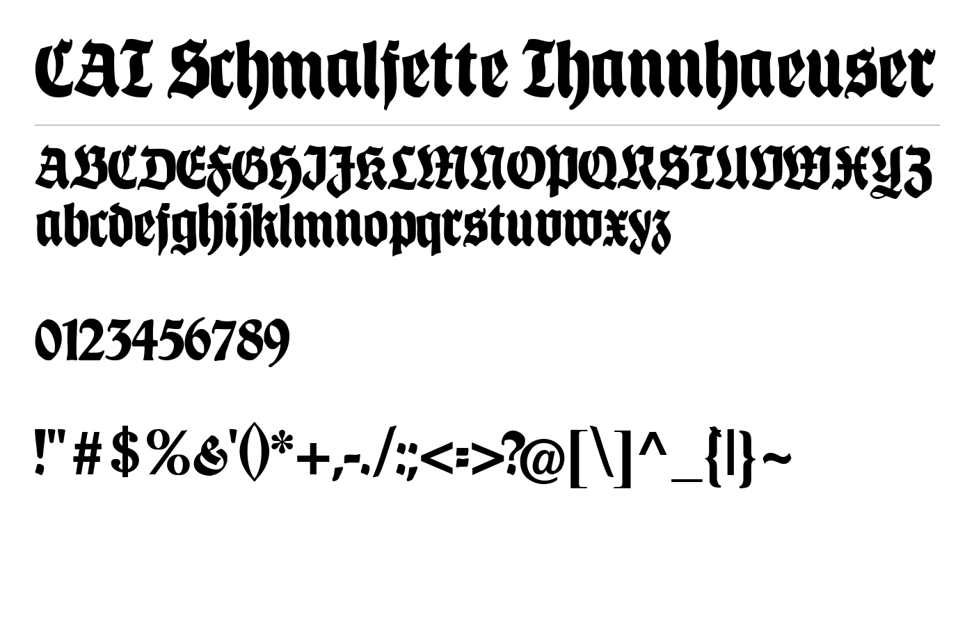 CAT Schmalfette Thannhaeuser Font preview