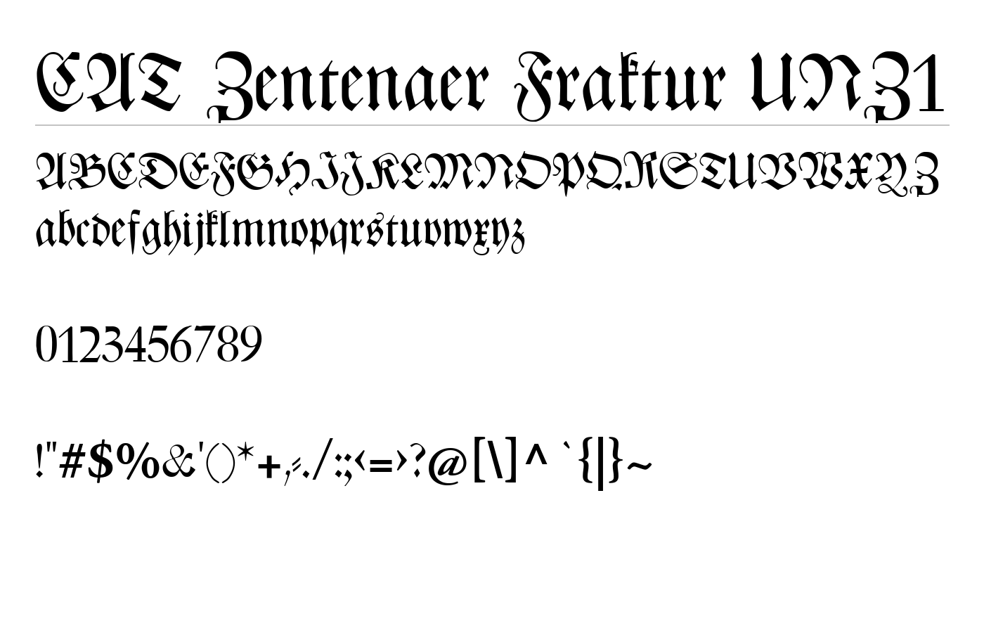 CAT Zentenaer Fraktur UNZ1 Font preview