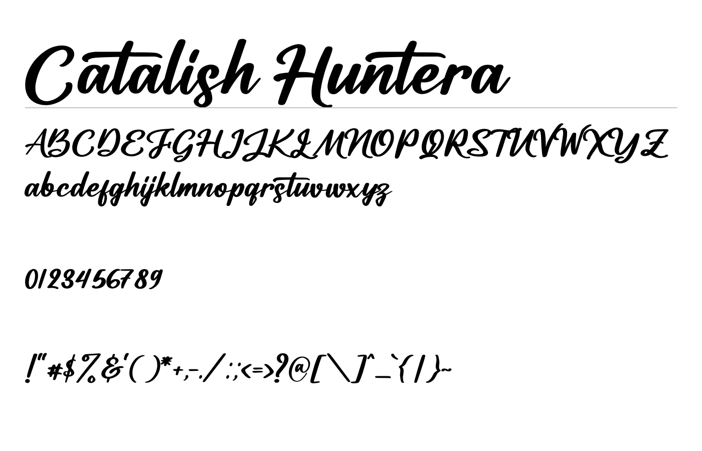 Catalish Huntera Font preview