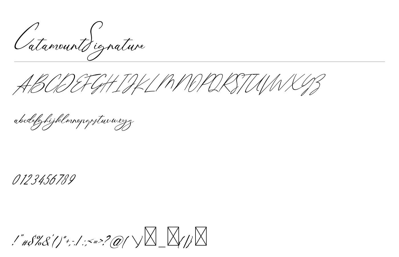 CatamountSignature Font preview