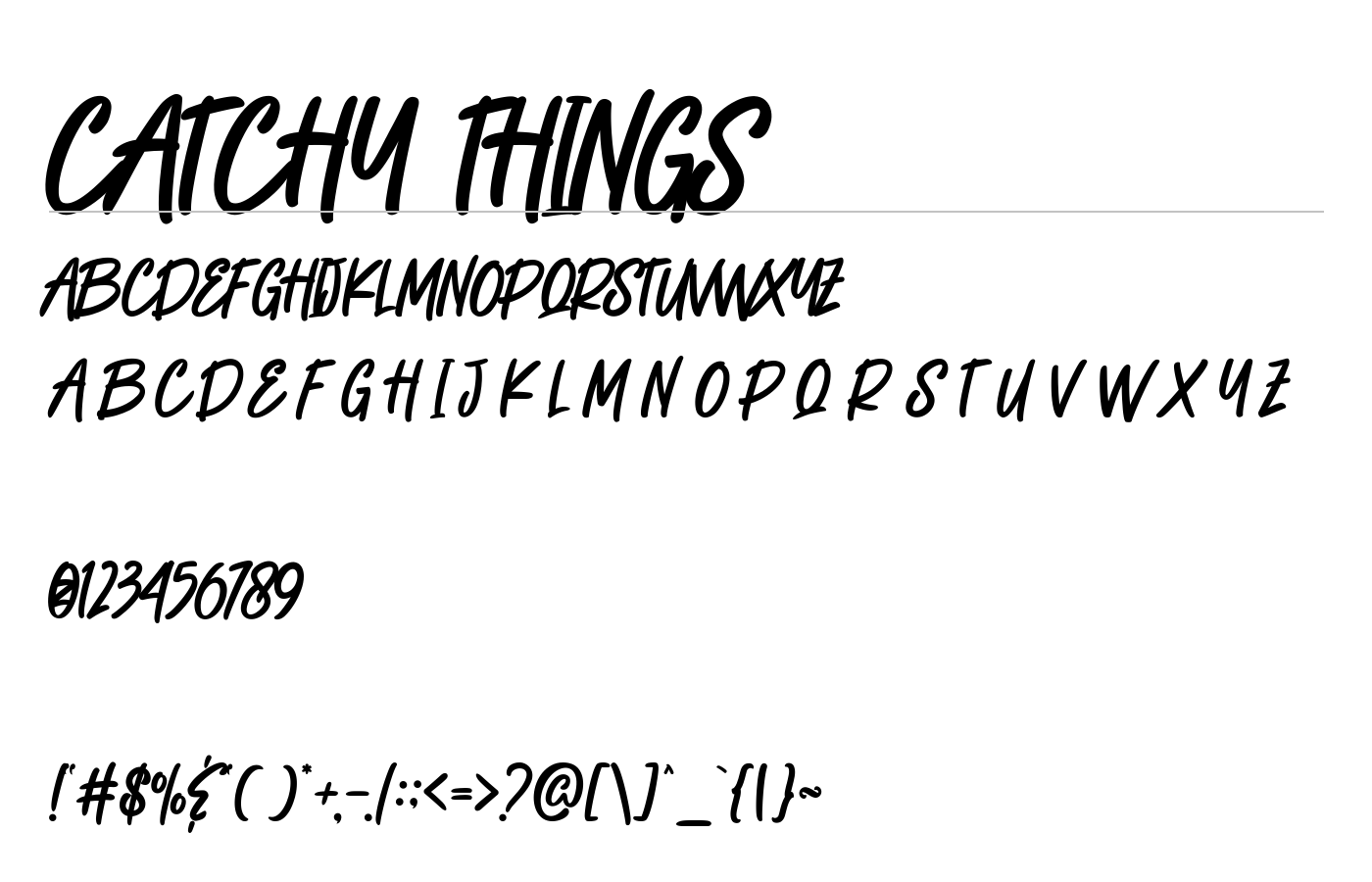 CATCHY THINGS Font preview