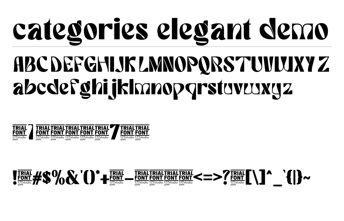 categories elegant demo Font preview