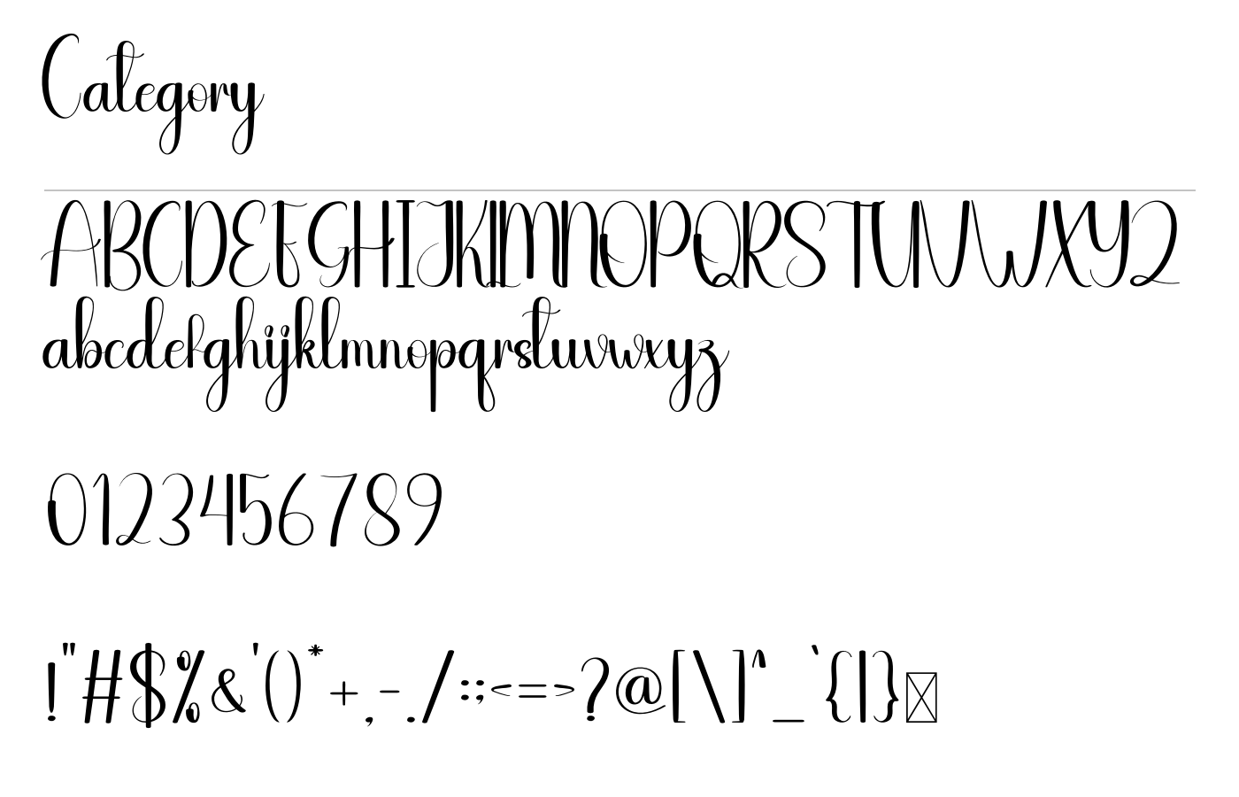 Category Font preview