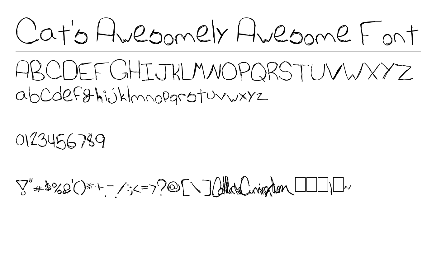 Cat's Awesomely Awesome Font preview
