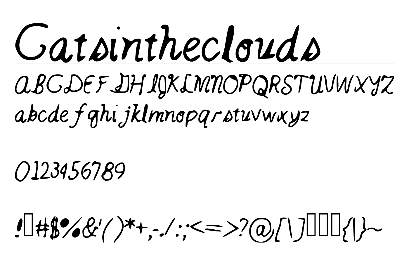 Catsintheclouds Font preview