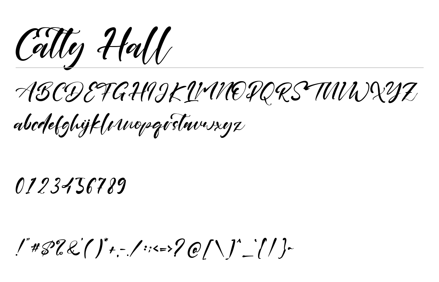 Catty Hall Font preview