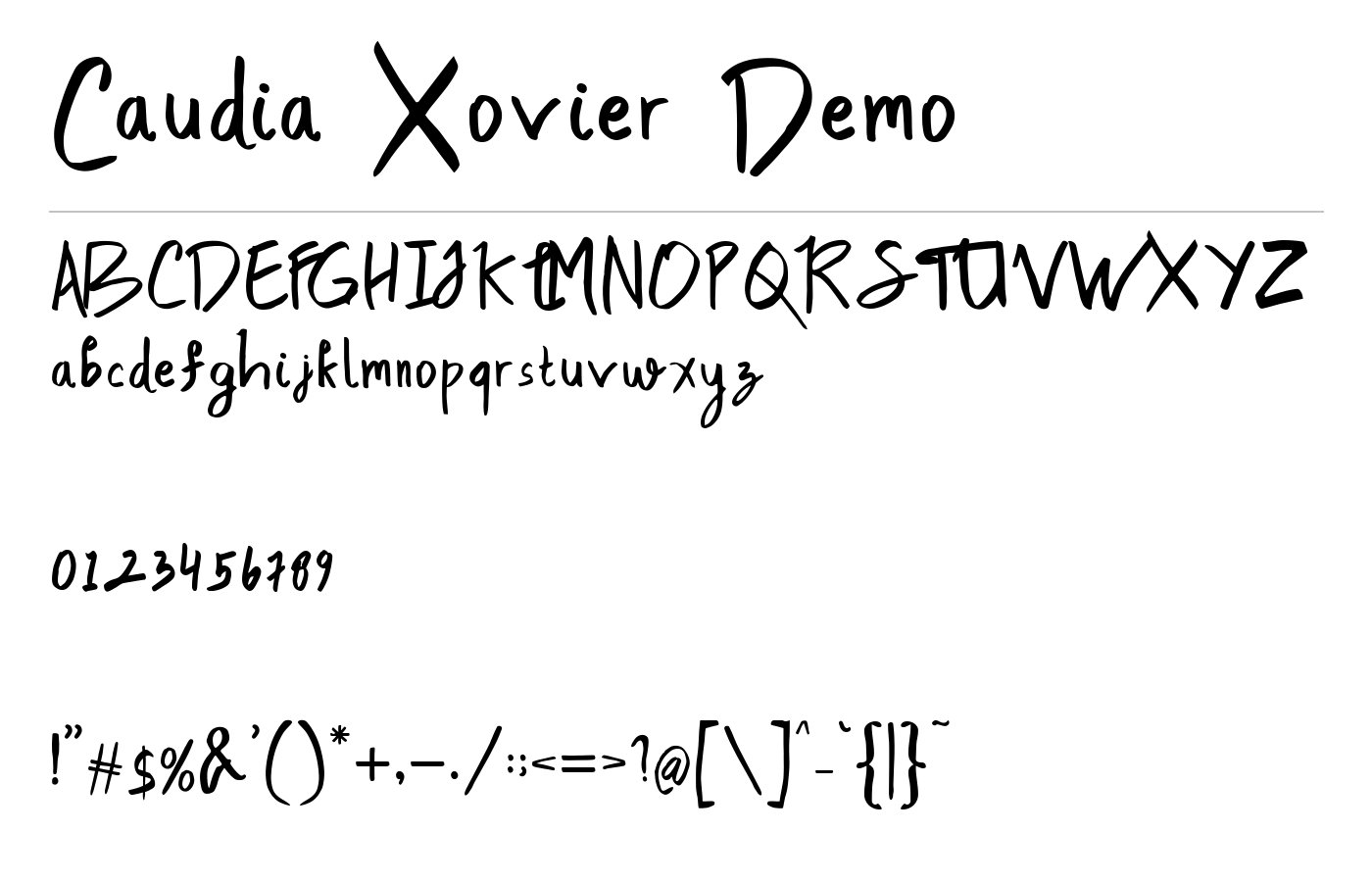 Caudia Xovier Demo Font preview