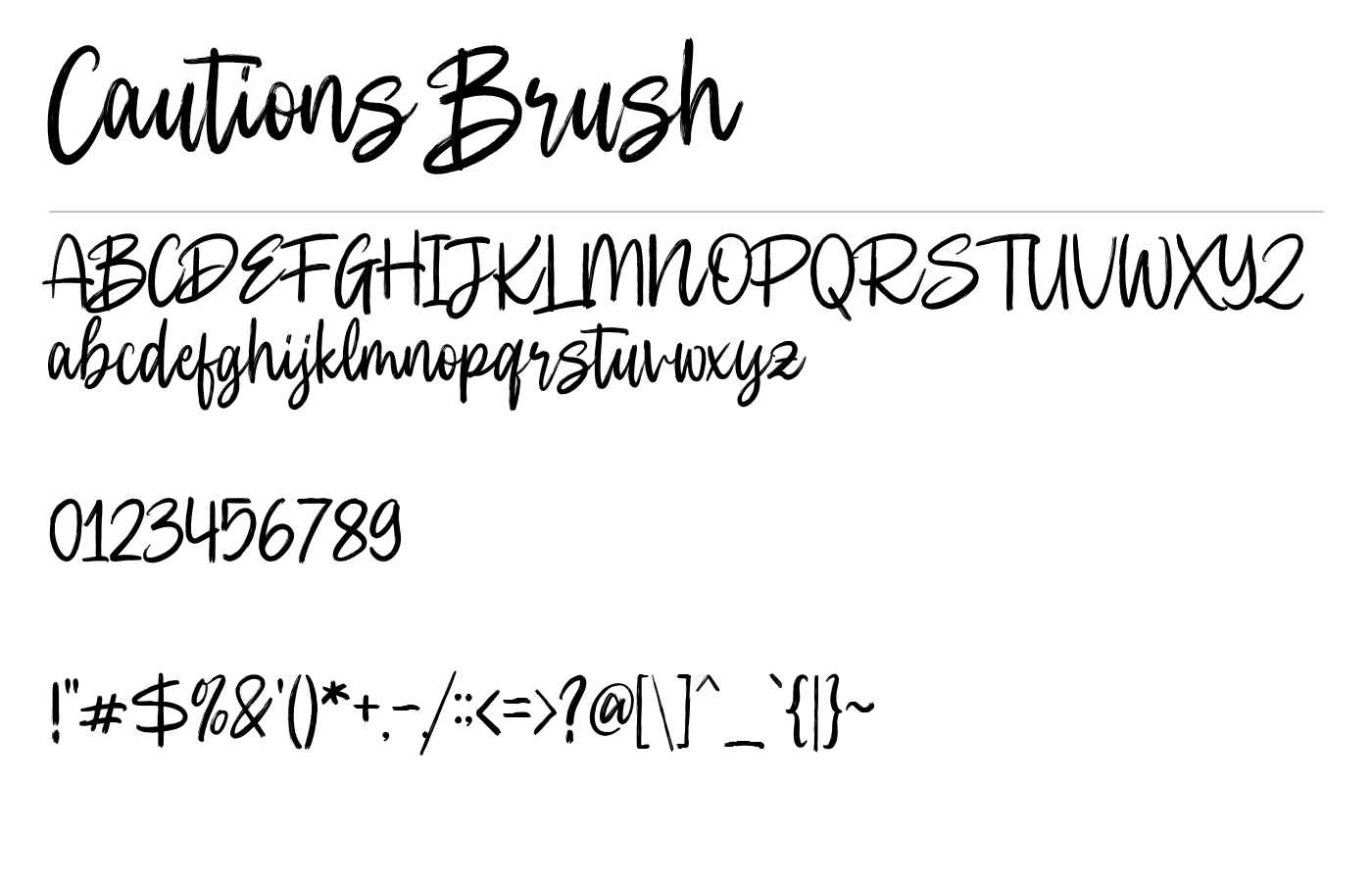Cautions Brush Font preview