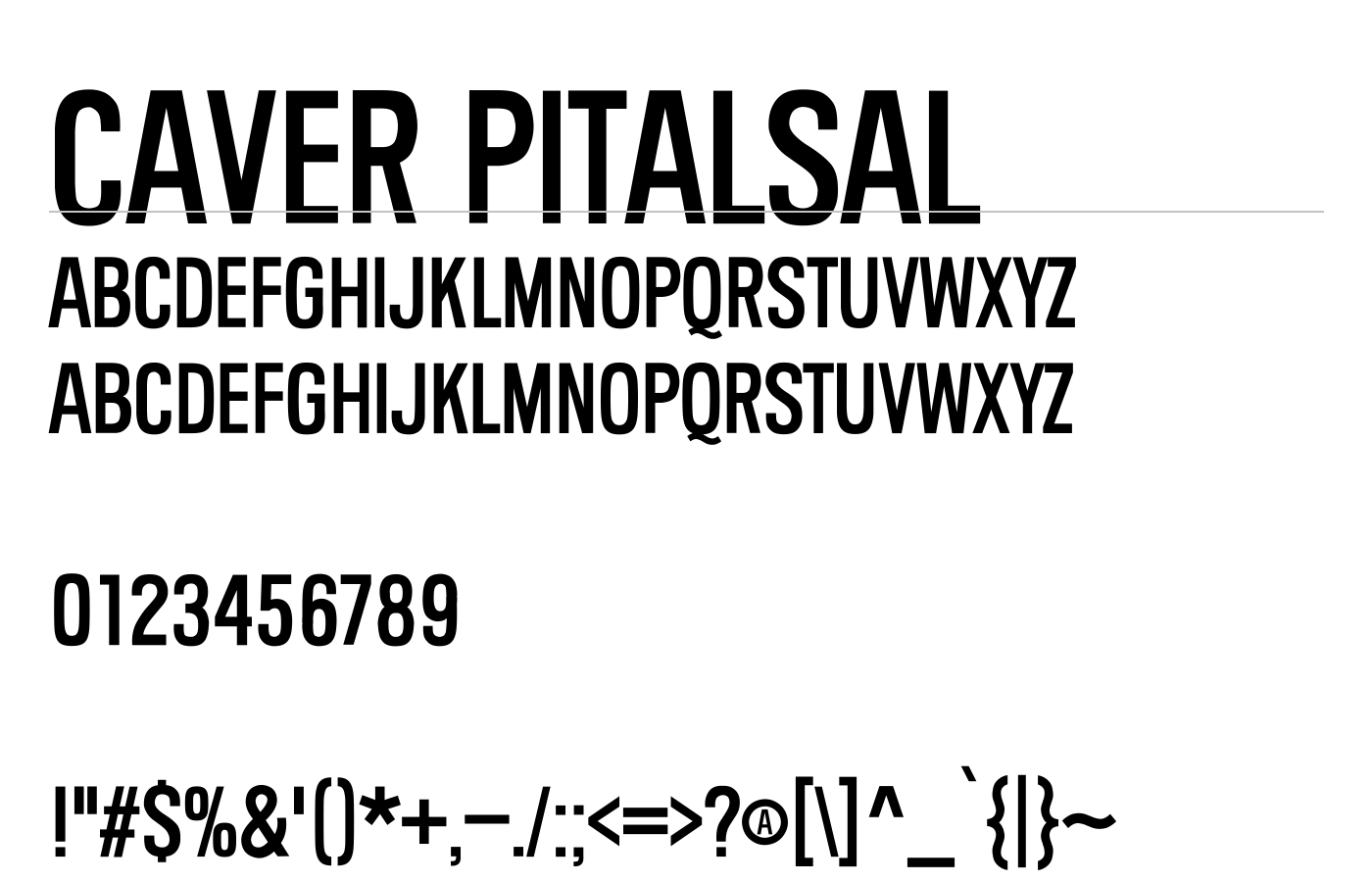 Caver Pitalsal Font preview