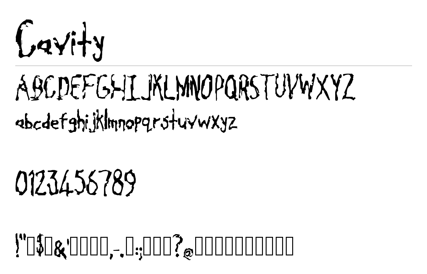 Cavity Font preview