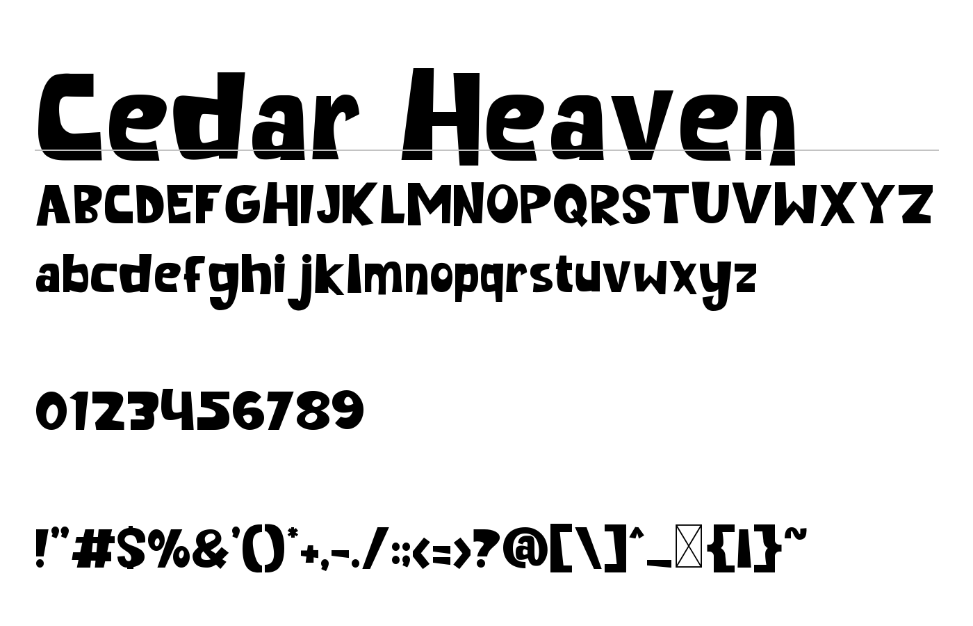 Cedar Heaven Font preview