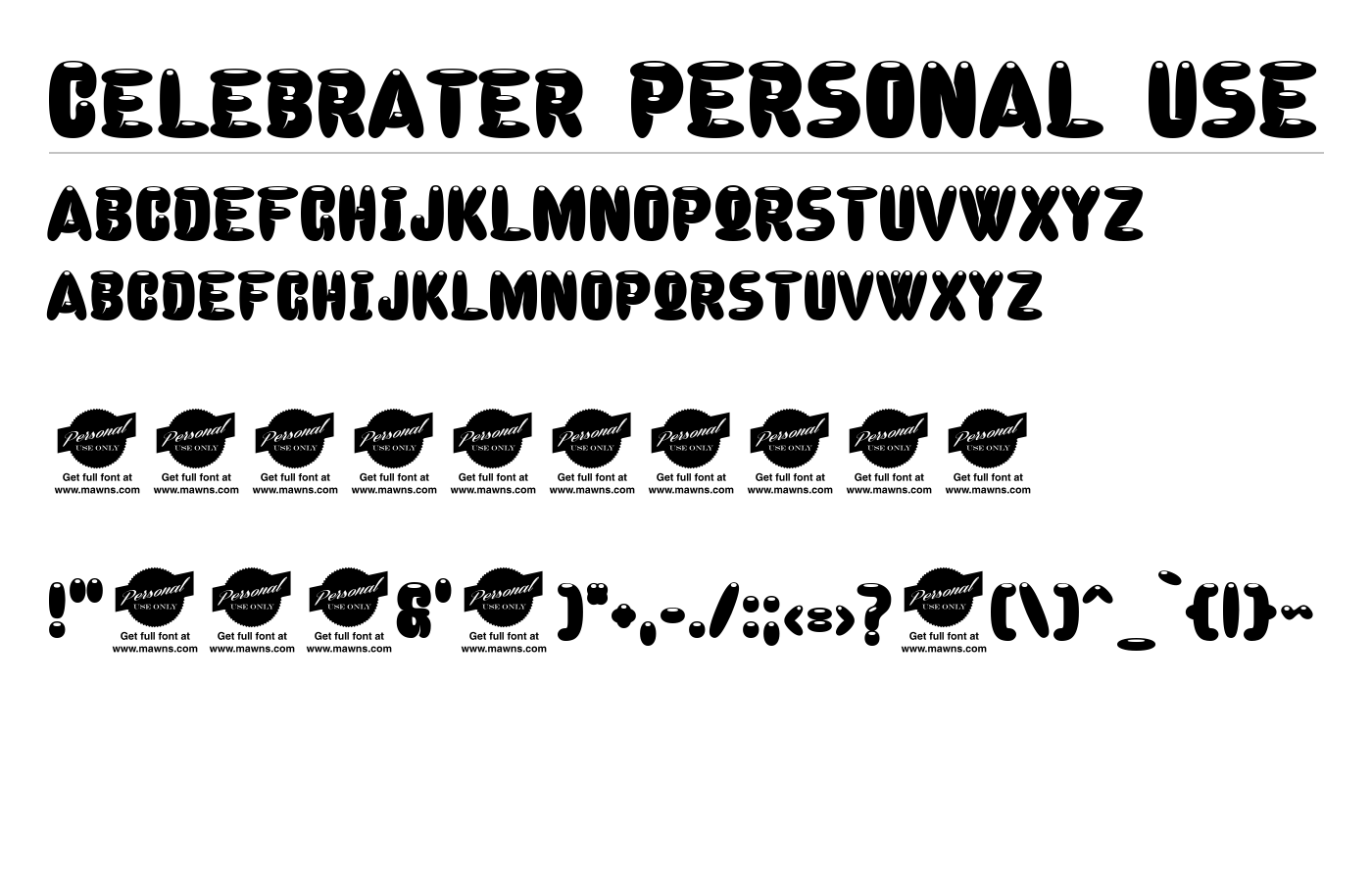 Celebrater PERSONAL USE Font preview