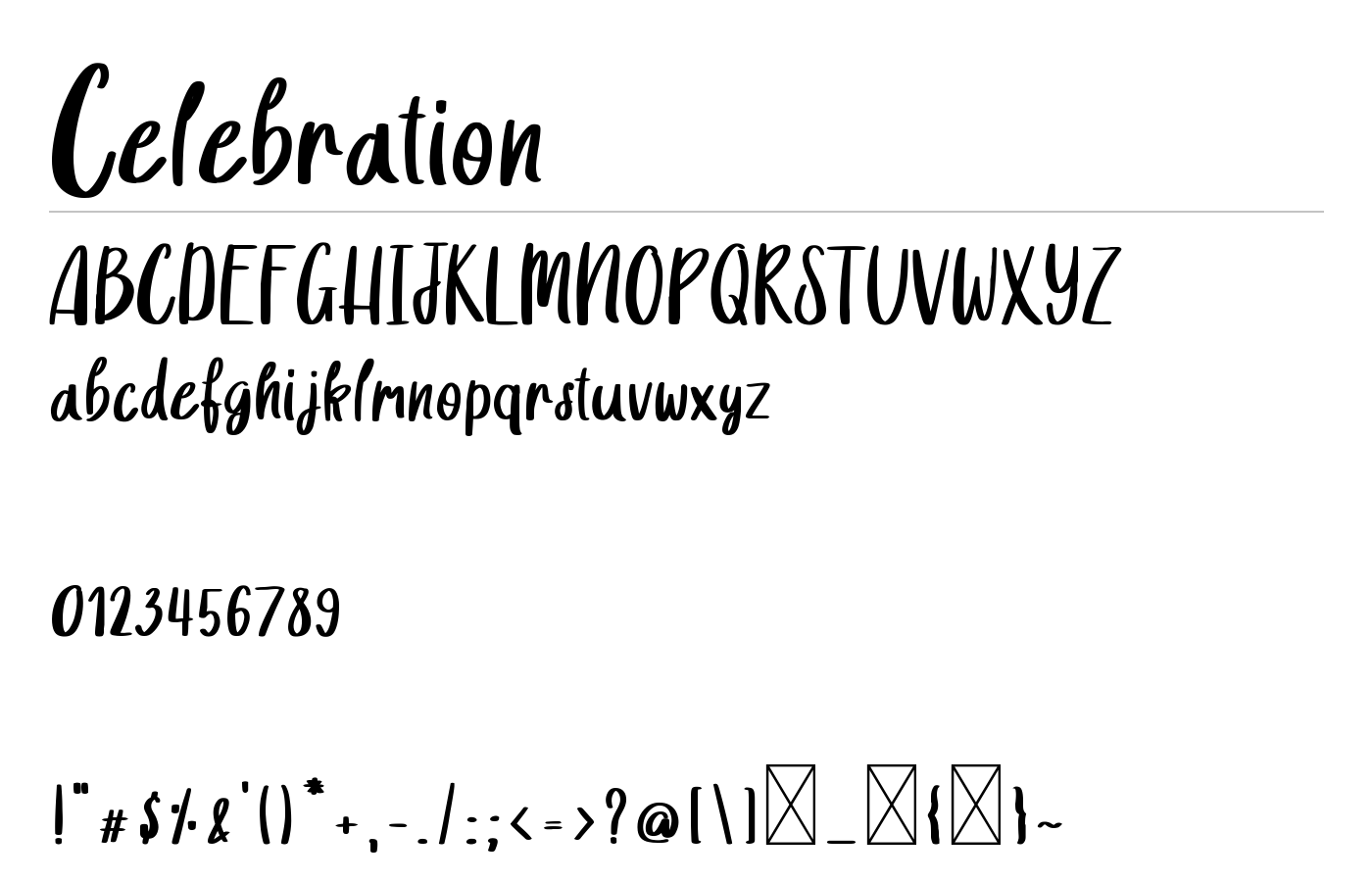 Celebration Font preview