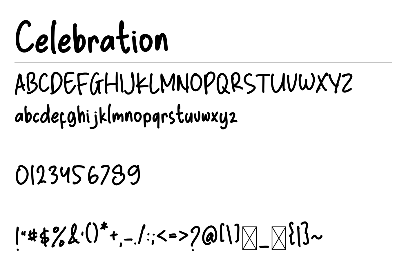 Celebration Font preview