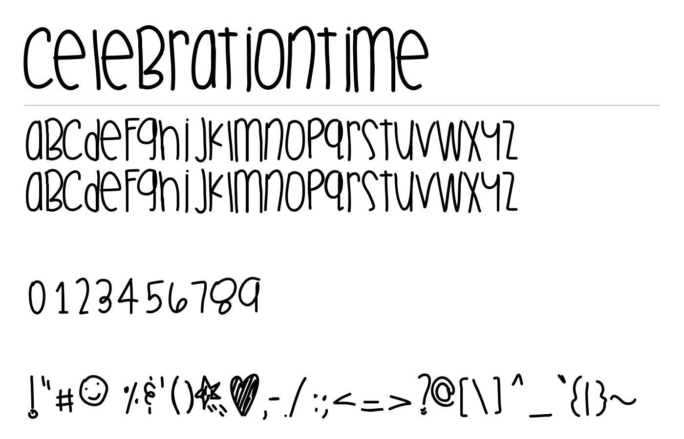 CelebrationTime Font preview