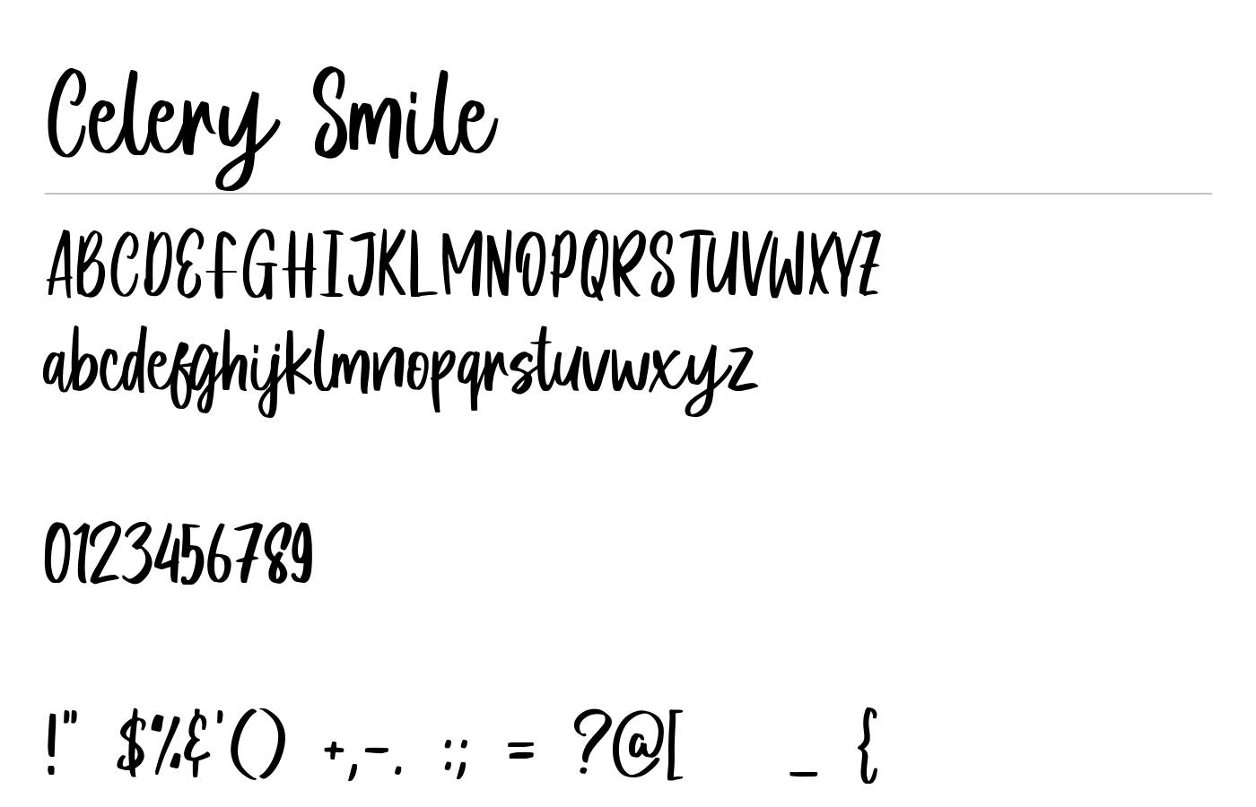 Celery Smile Font preview