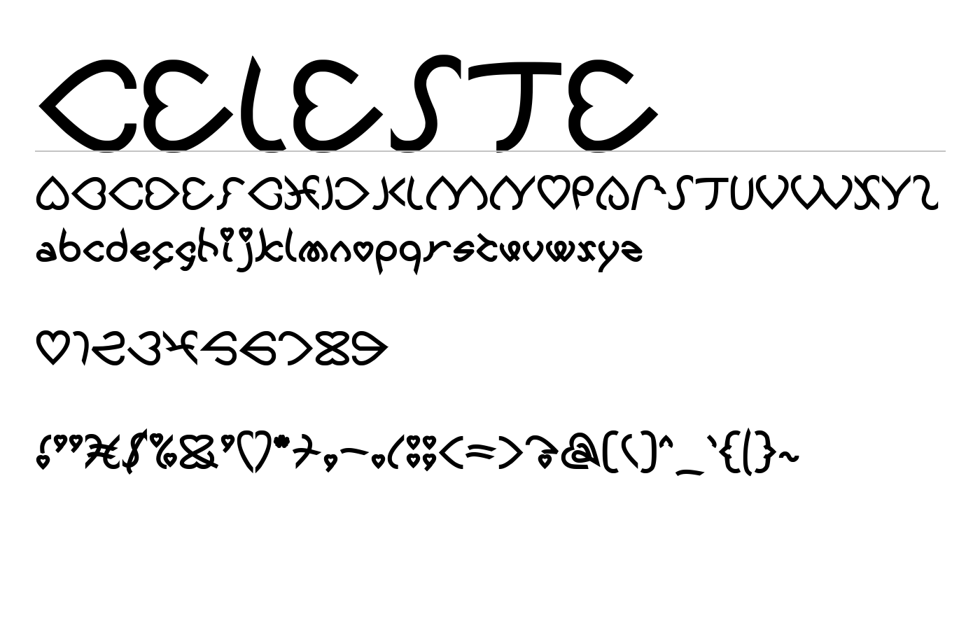 CELESTE Font preview