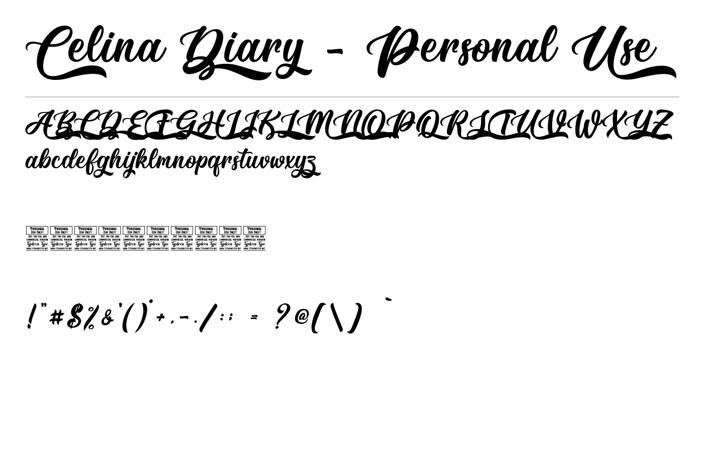 Celina Diary - Personal Use Font preview
