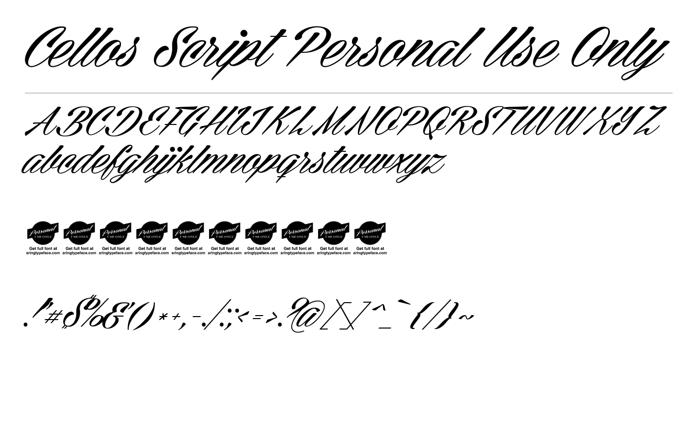Cellos Script Personal Use Only Font preview