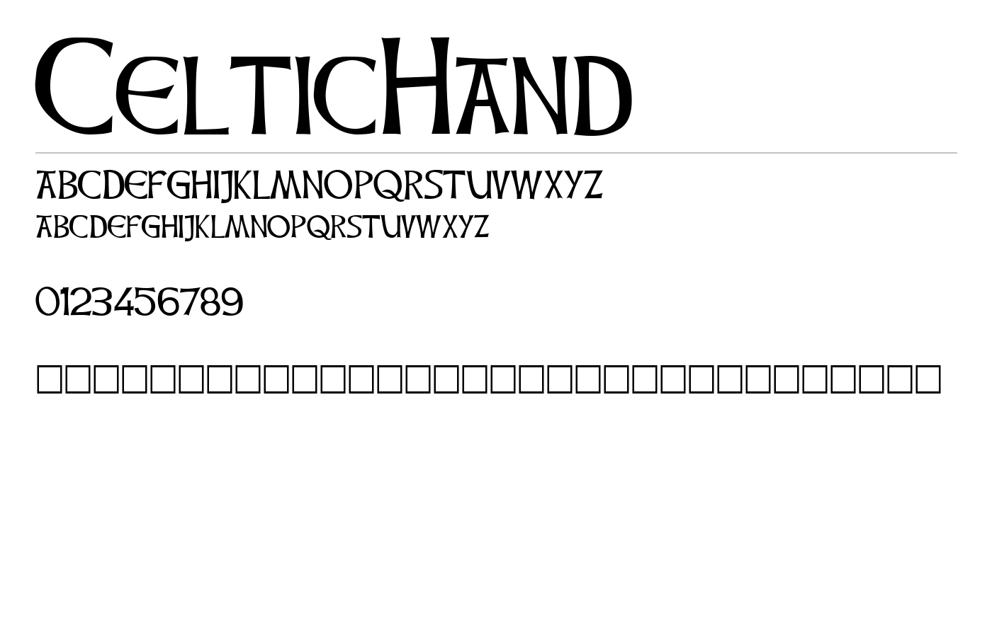 CelticHand Font preview
