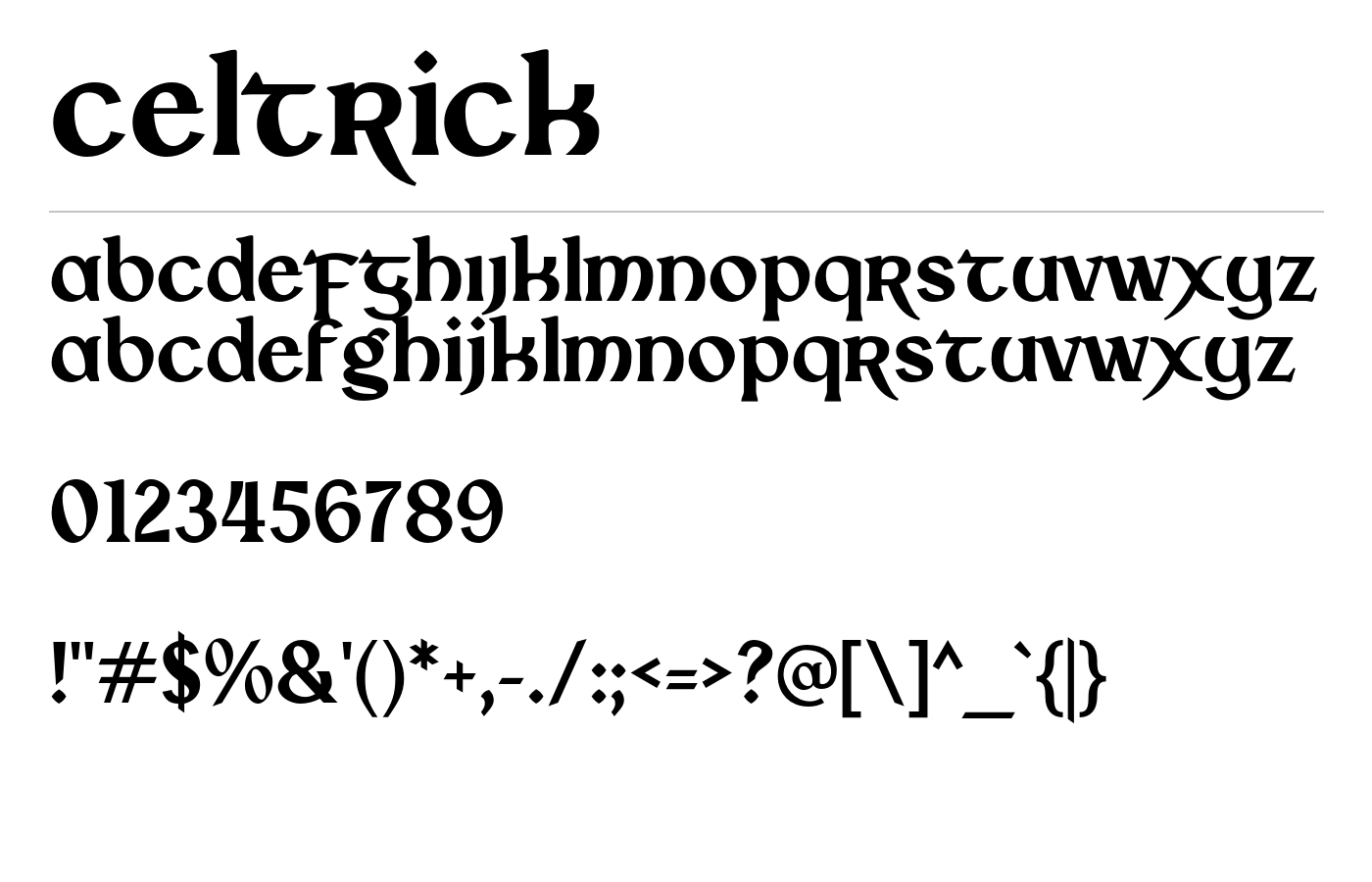 Celtrick Font preview