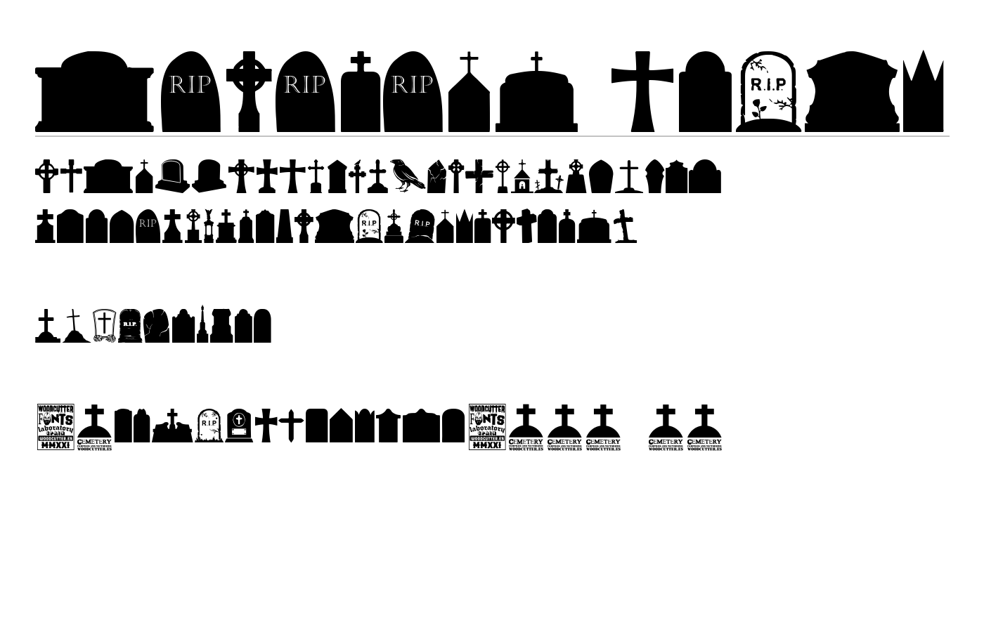 Cemetery Icons Font preview