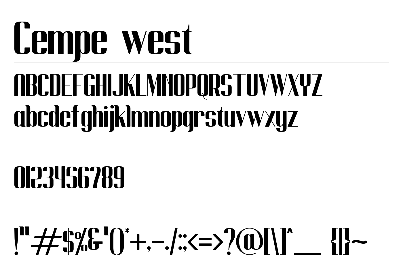 Cempe west Font preview