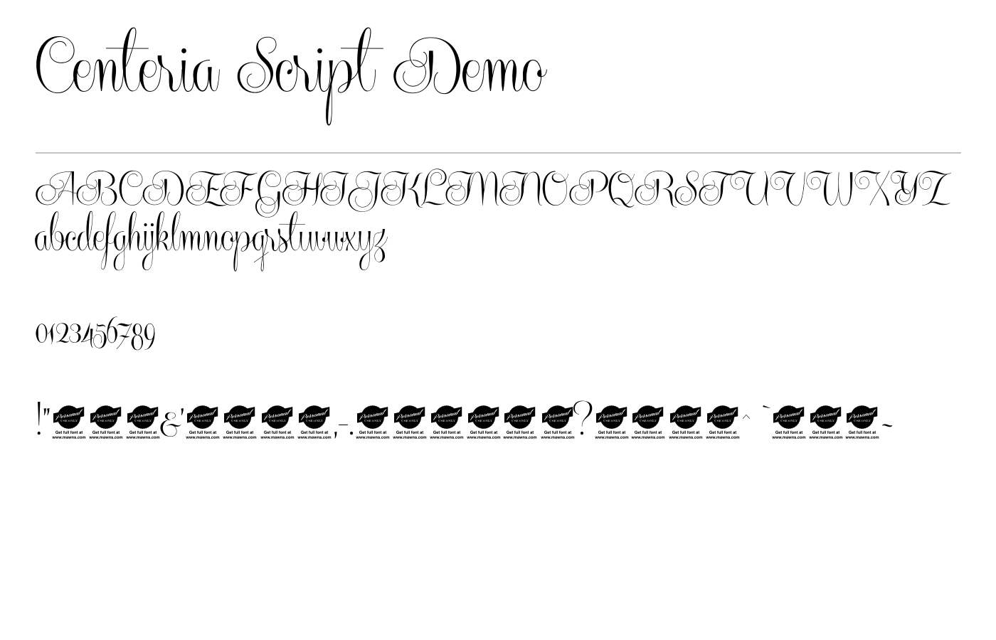 Centeria Script Demo Font preview