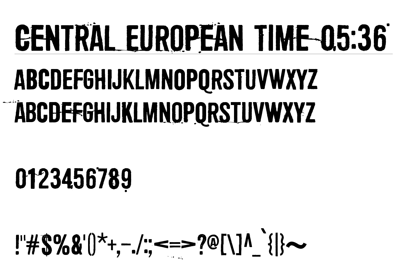 Central European Time 05:36 Font preview