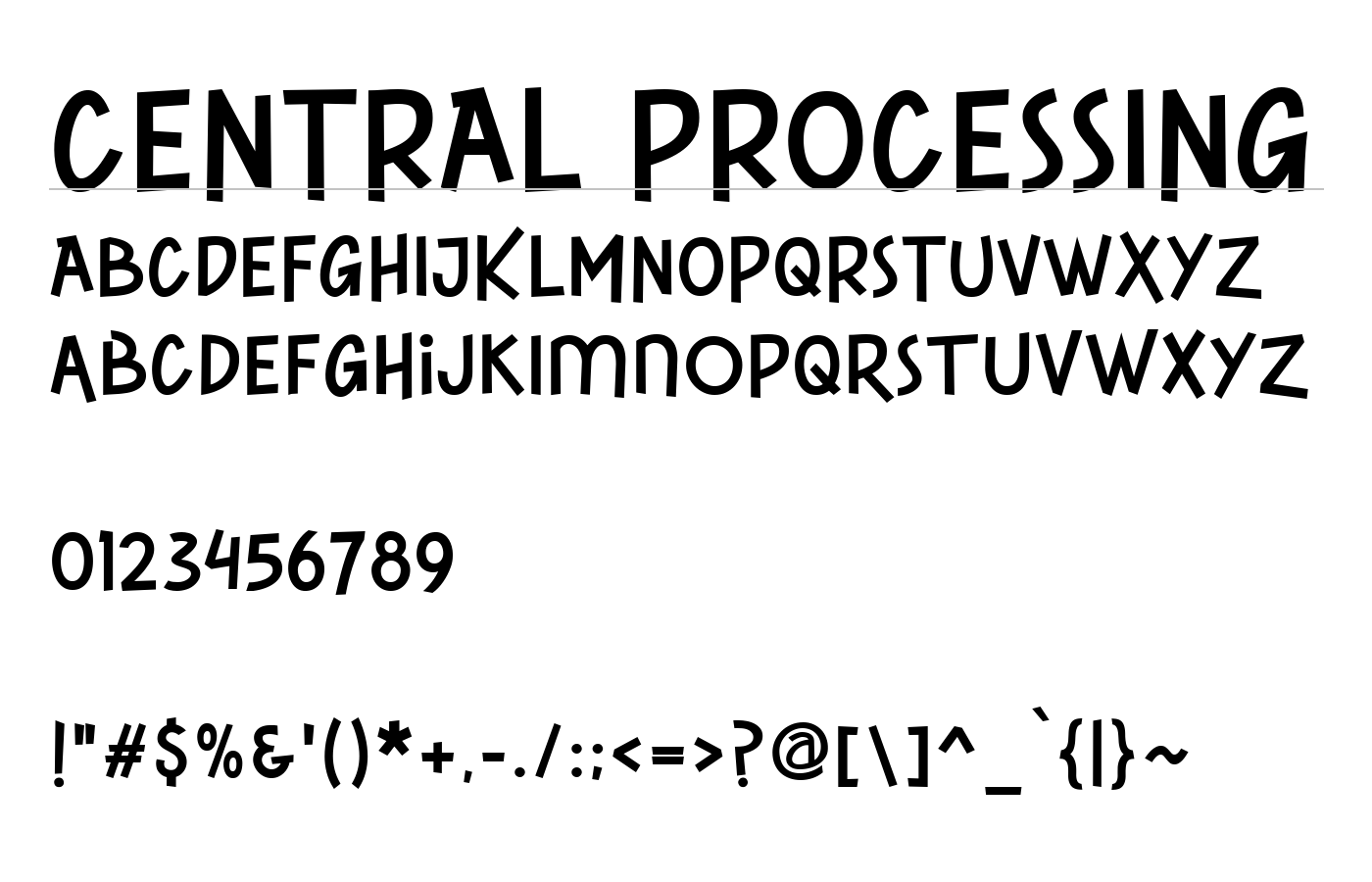 CENTRAL PROCESSING Font preview
