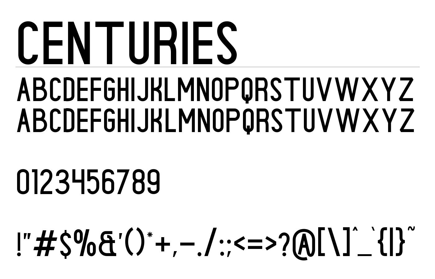 centuries Font preview