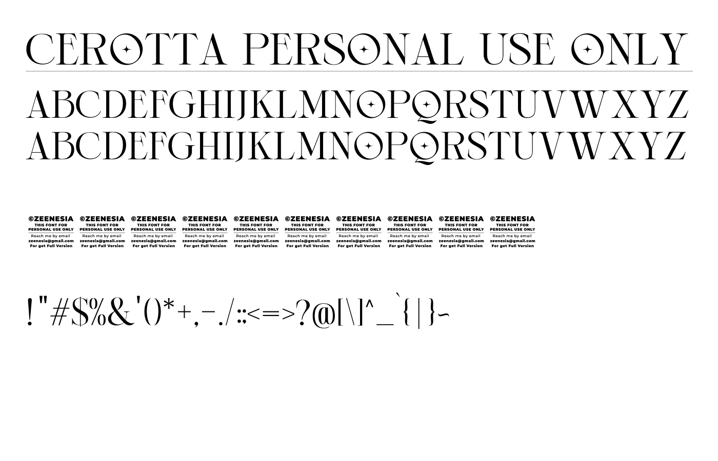 Cerotta Personal Use Only Font preview