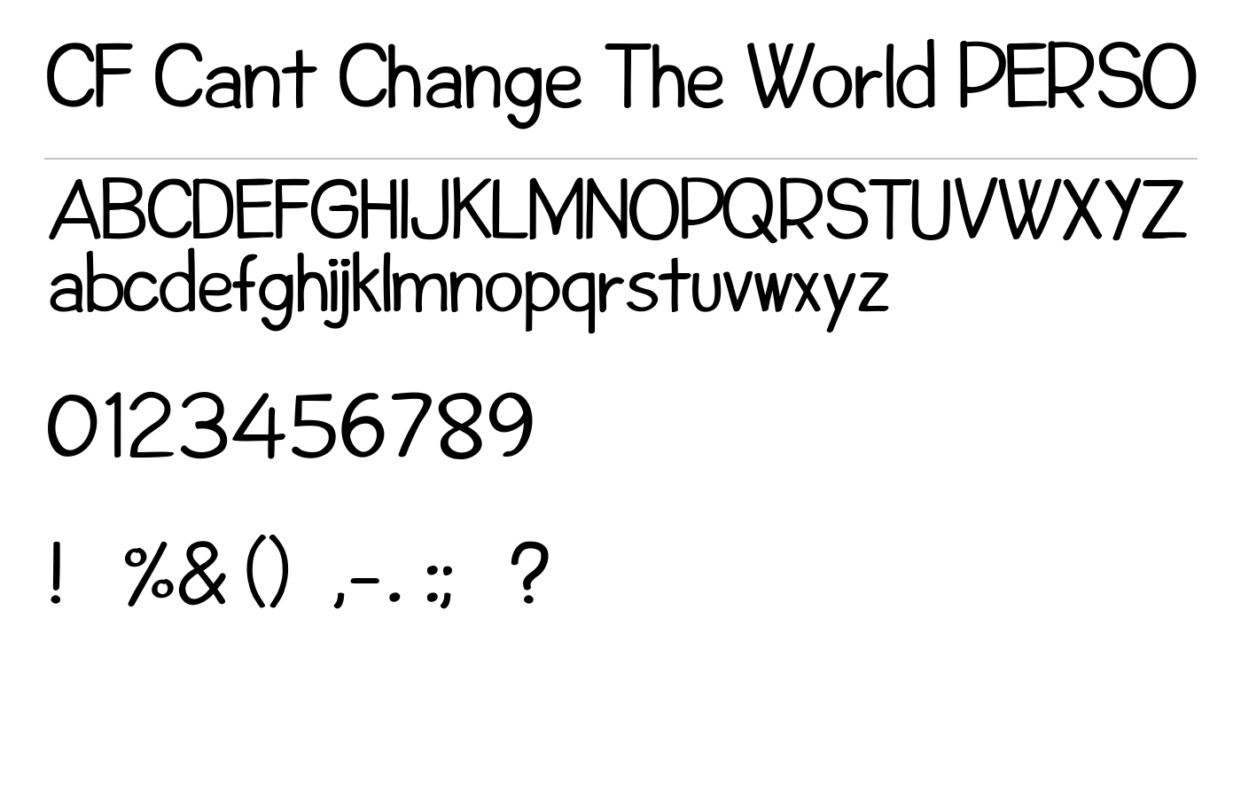 CF Cant Change The World PERSO Font preview