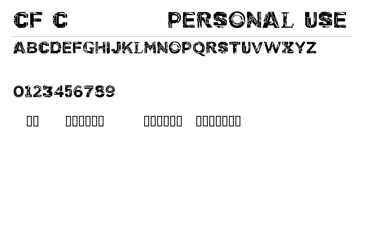 CF Cyborg PERSONAL USE Font preview