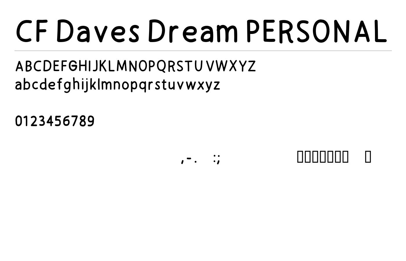 CF Daves Dream PERSONAL Font preview
