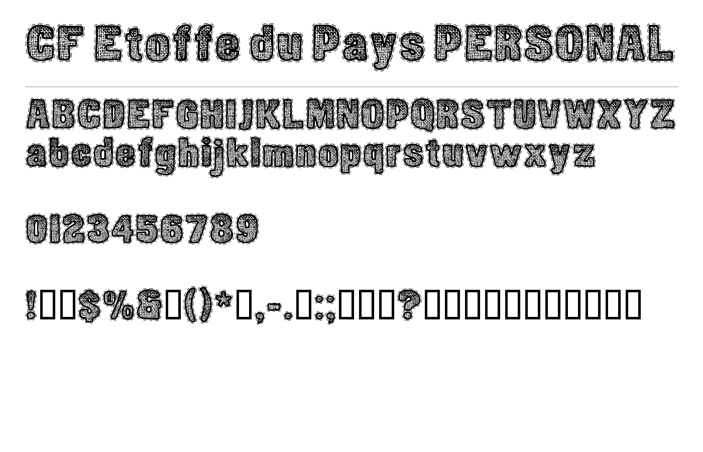 CF Etoffe du Pays PERSONAL Font preview