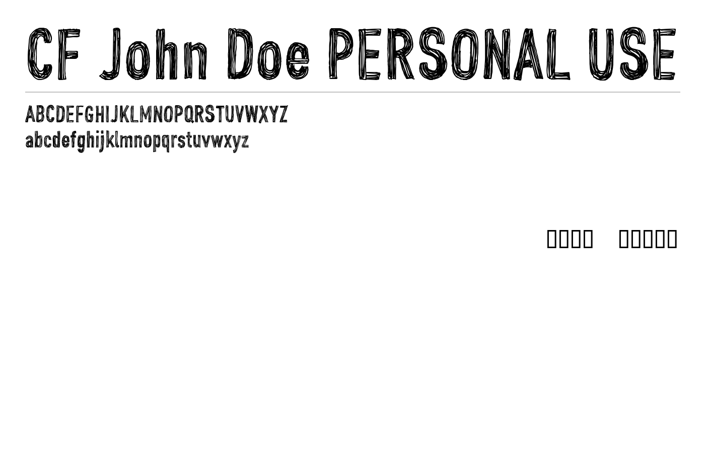 CF John Doe PERSONAL USE Font preview