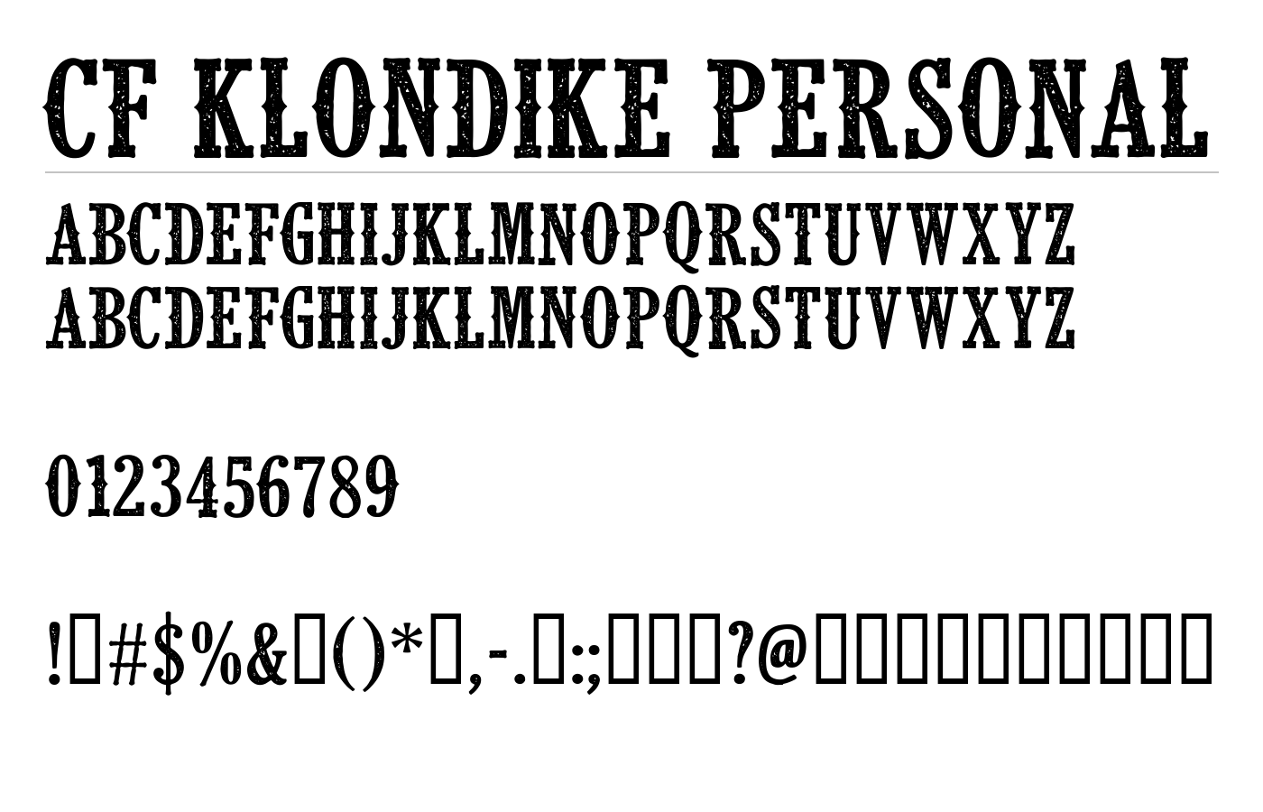 CF Klondike PERSONAL Font preview