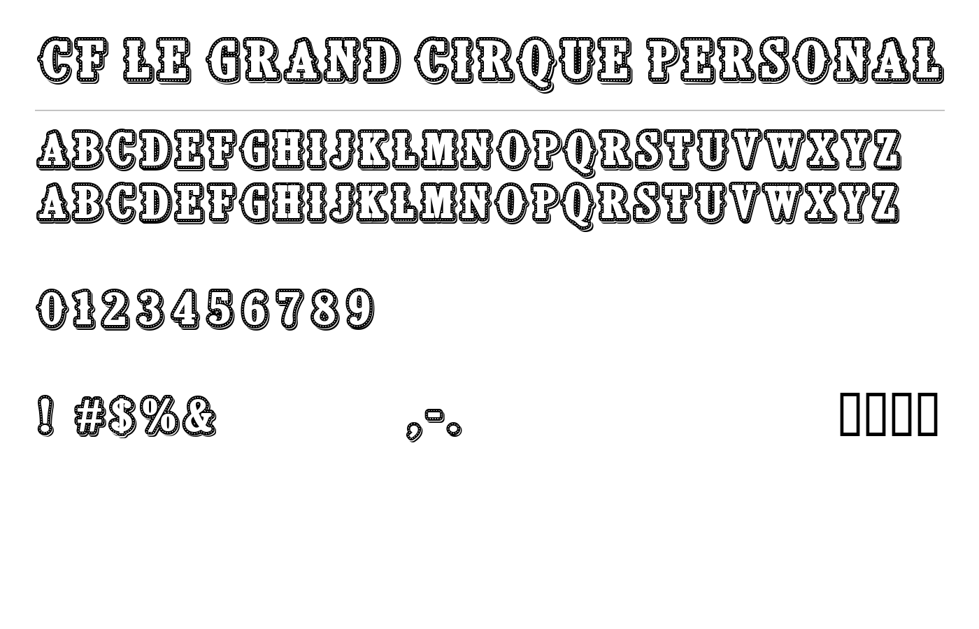 CF Le grand cirque Personal Font preview