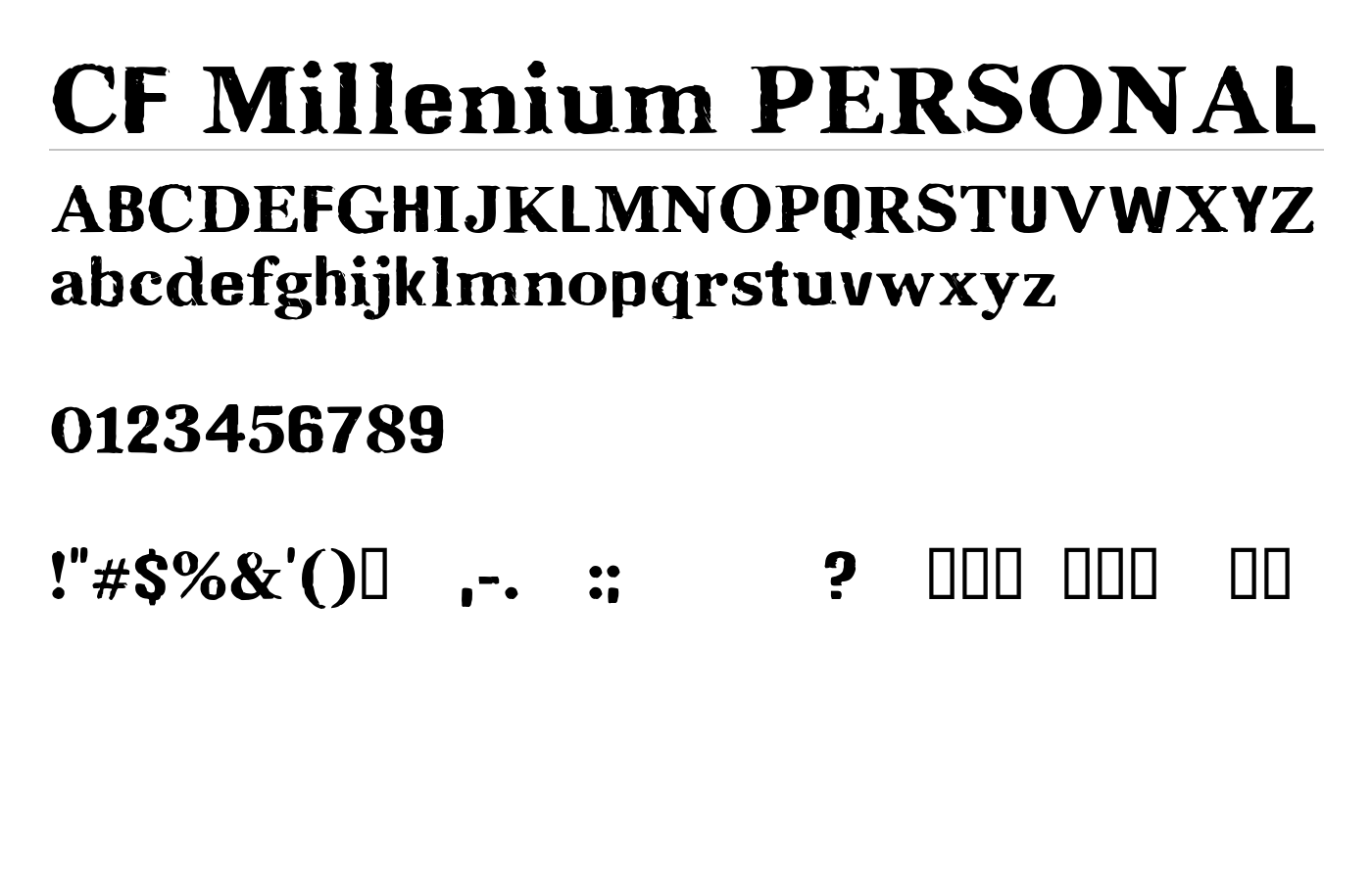 CF Millenium PERSONAL Font preview