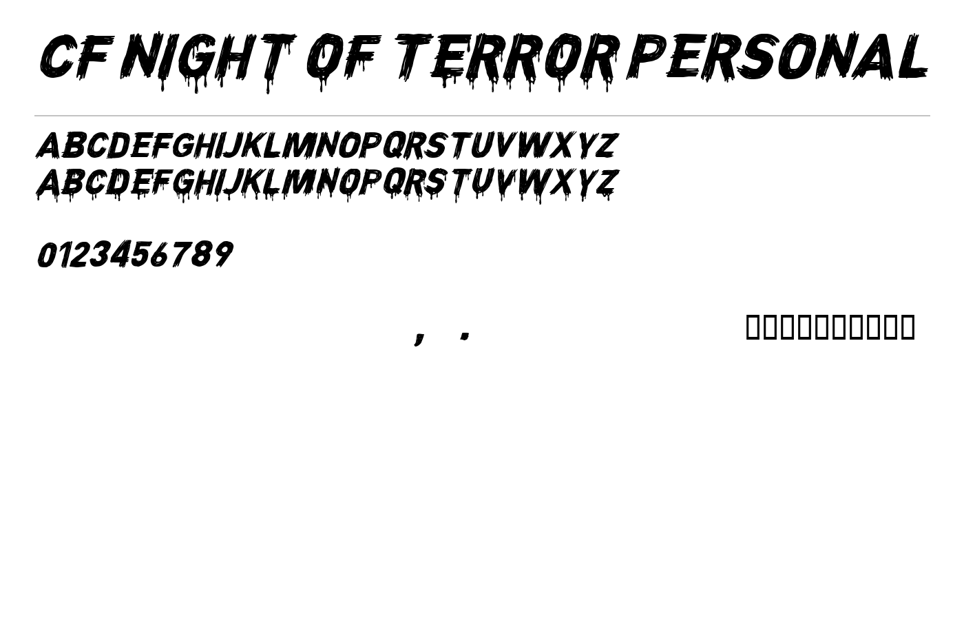 CF Night of Terror PERSONAL Font preview