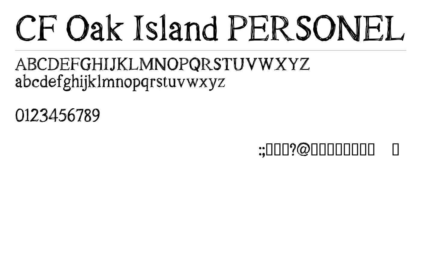 CF Oak Island PERSONEL Font preview