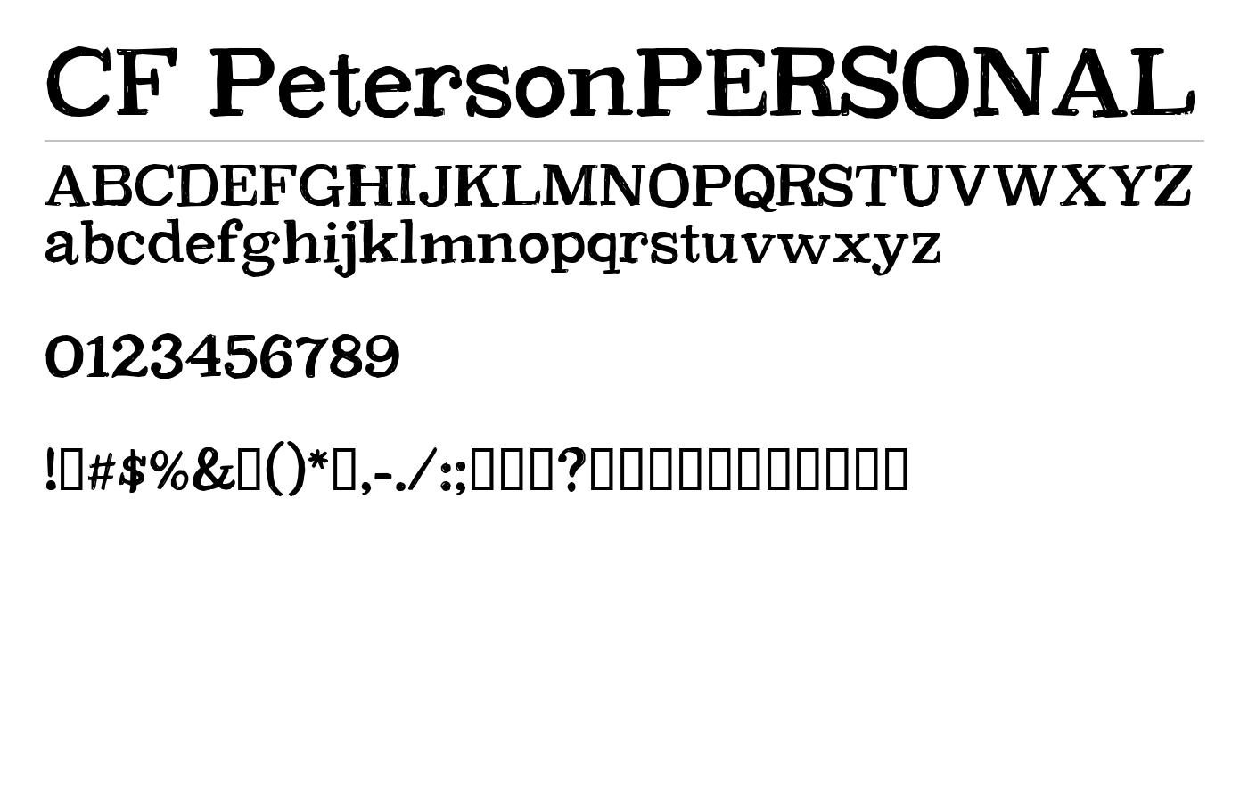 CF PetersonPERSONAL Font preview