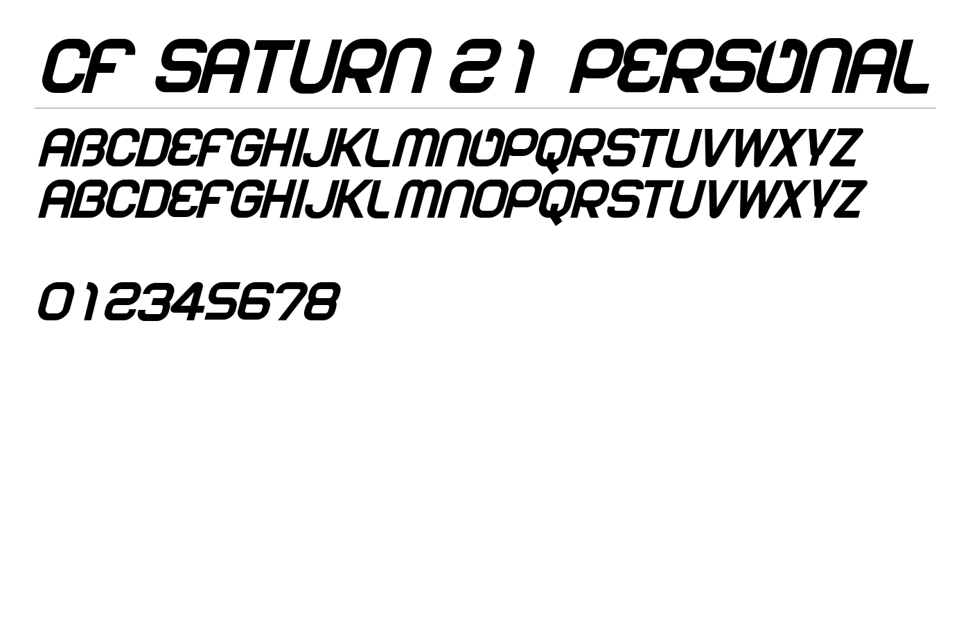 CF Saturn 21 PERSONAL Font preview