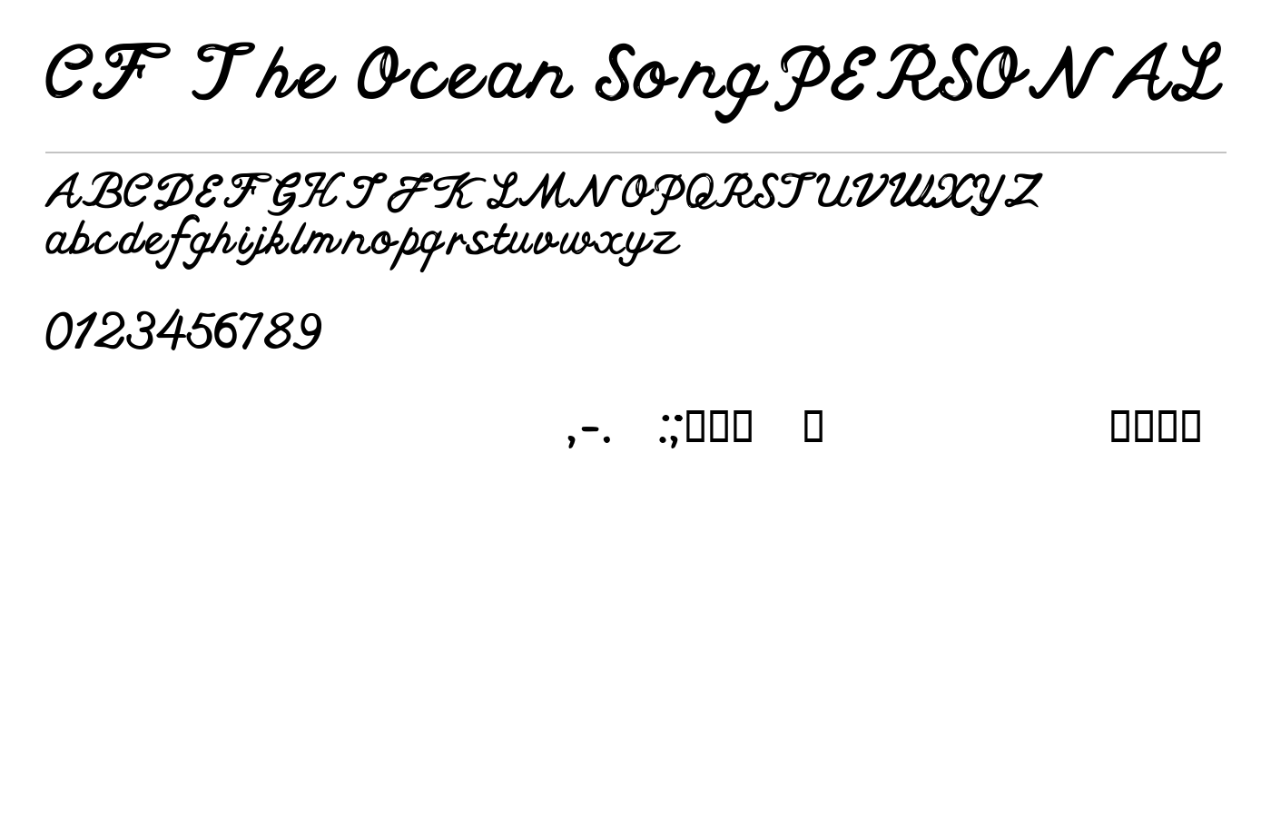 CF The Ocean Song PERSONAL Font preview