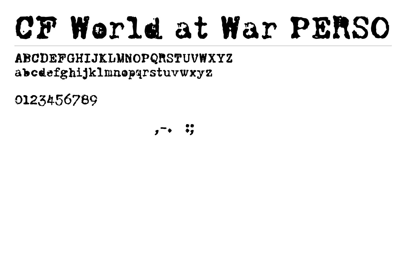 CF World at War PERSO Font preview