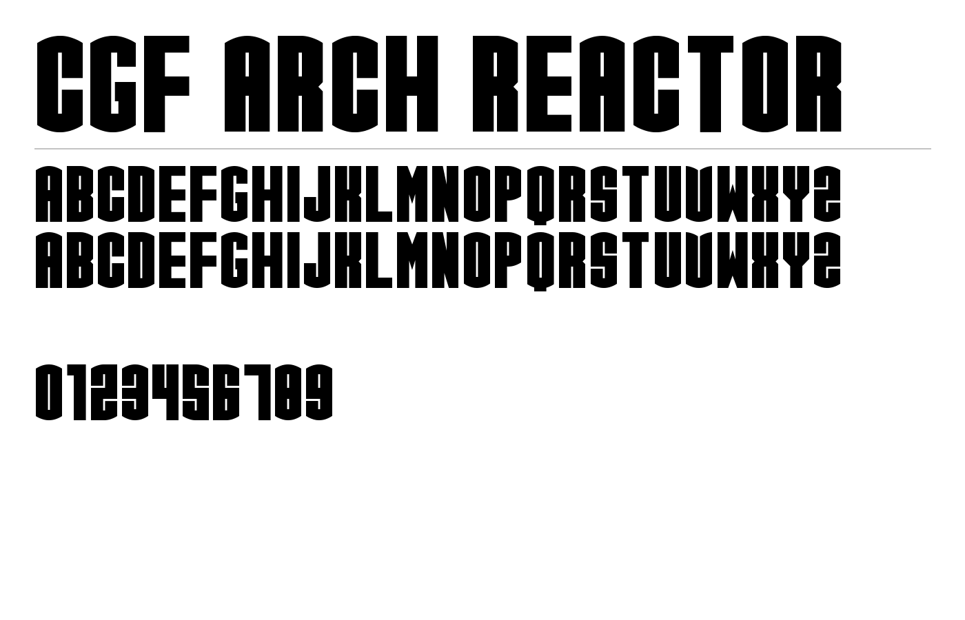 CGF Arch Reactor Font preview