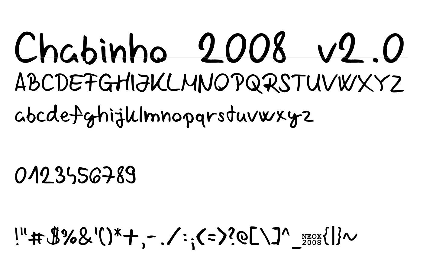 Chabinho 2008 v2.0 Font preview