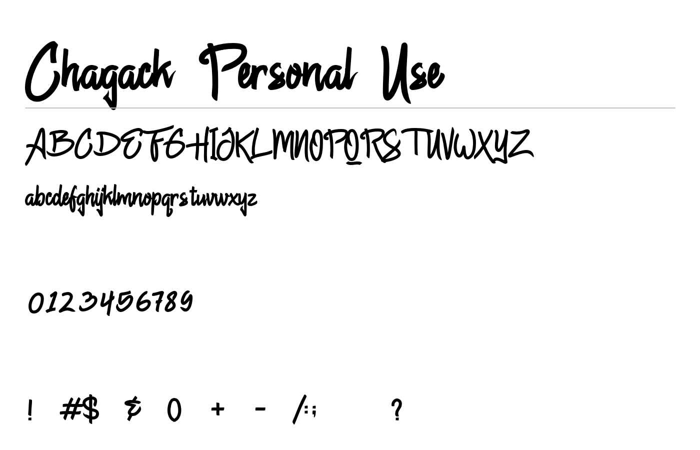 Chagack Personal Use Font preview